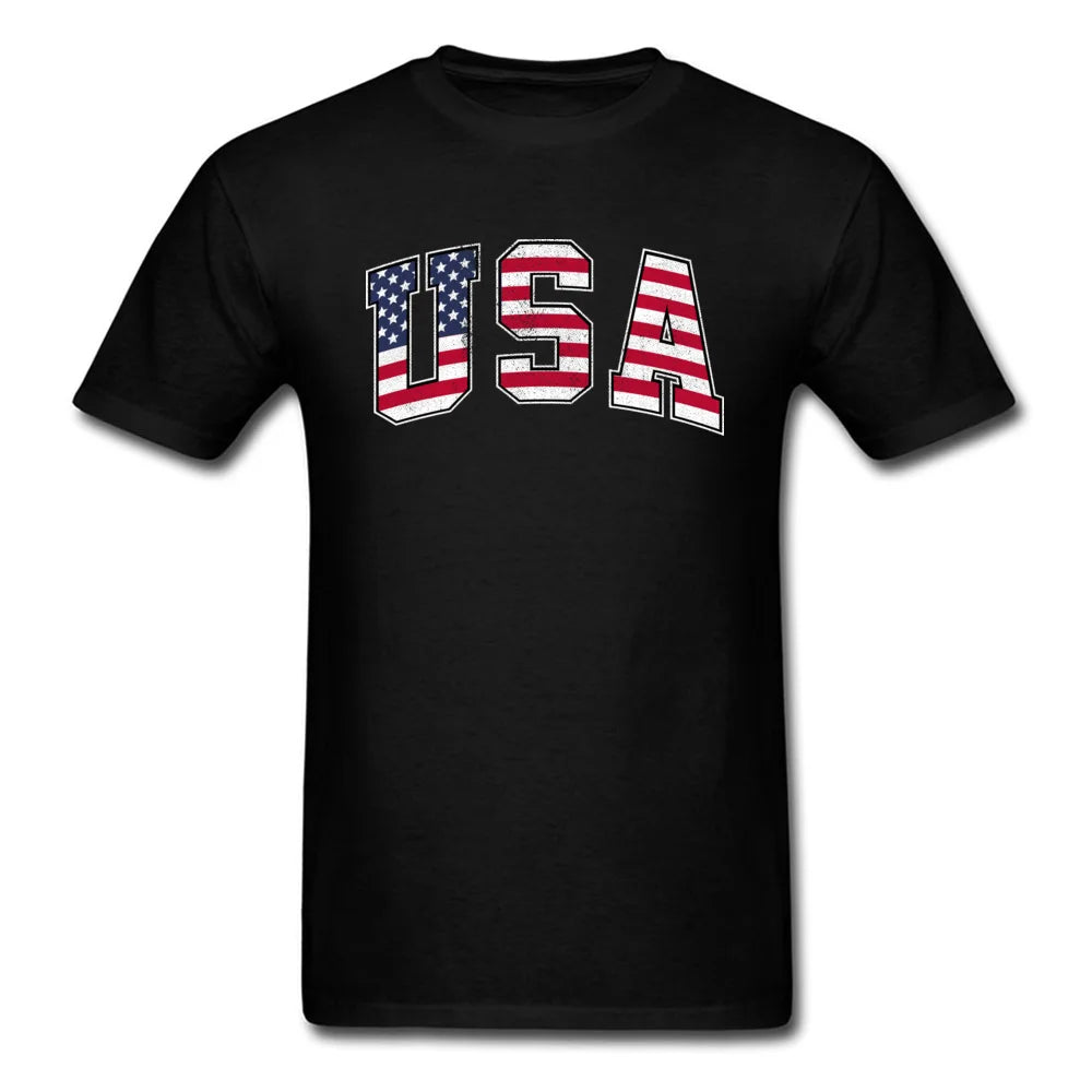 USA Vintage Flag T Shirt Men Tops Black Tee Shirts Mens Cotton Clothing Summer T-Shirt America Letter Tshirt Street Style