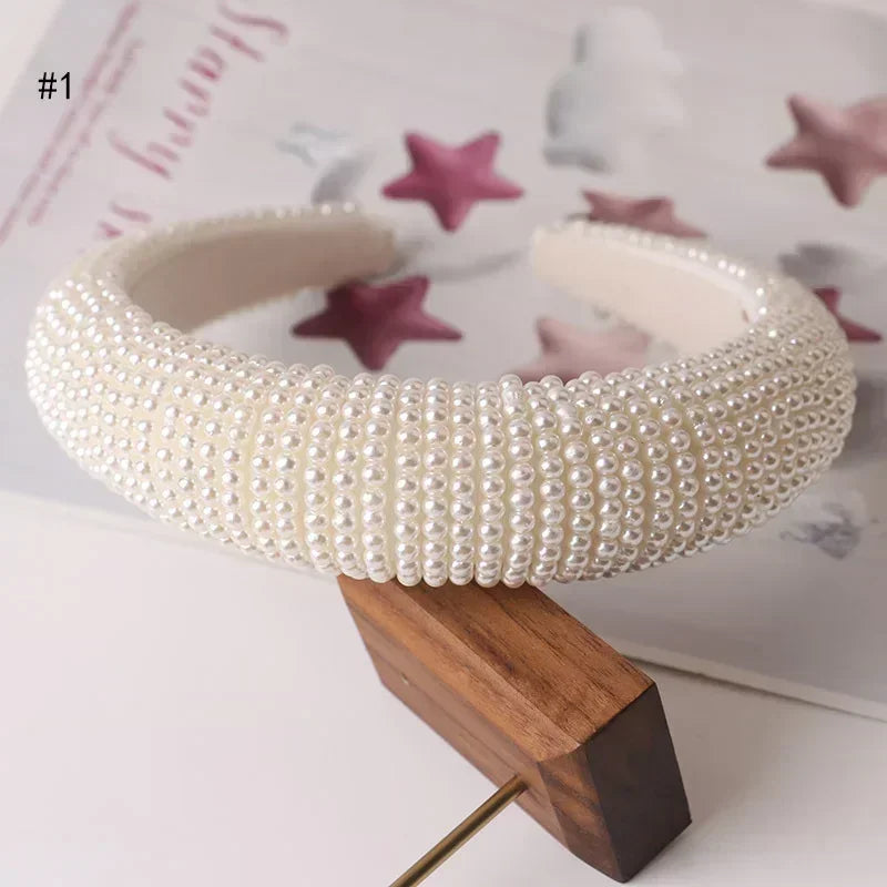 Women Fashion Hair Hoop Pearl Headbands Sweet Hairbands French Style Handmade Beading Beauty Hair Accessories