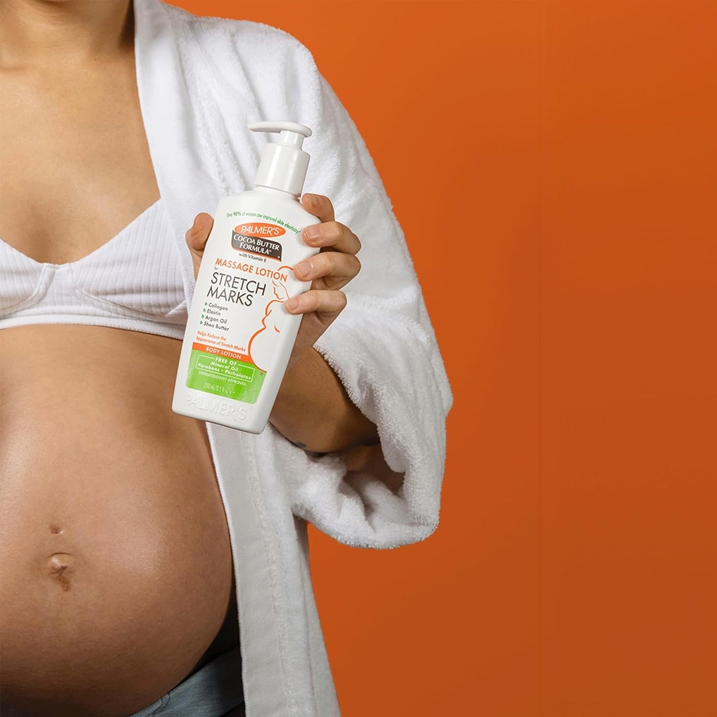 "Ultimate Stretch Mark Solution: Luxurious Cocoa Butter Massage Lotion for Pregnancy Skin Care, Enhanced with Collagen, Elastin, Argan Oil and Shea Butter - 8.5 Ounces"