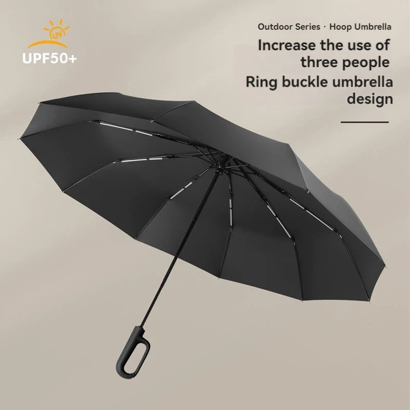 Ring Buckle Design 20 Rib Fully Automatic Umbrella for Men Folding Extra Large Strong Strong WOMEN'S Sunshade Double Umbrella