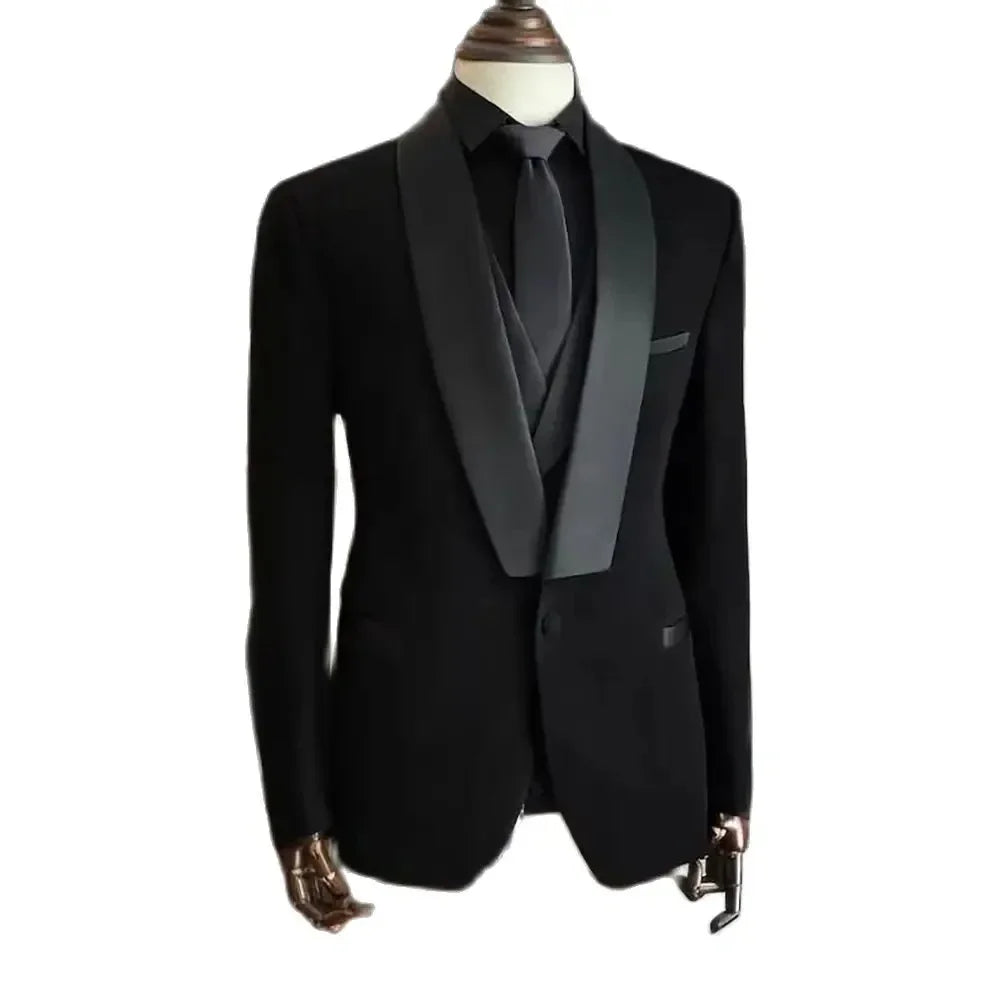 Men High Quality Suit. 3 Piece Jacket Pants Vest.