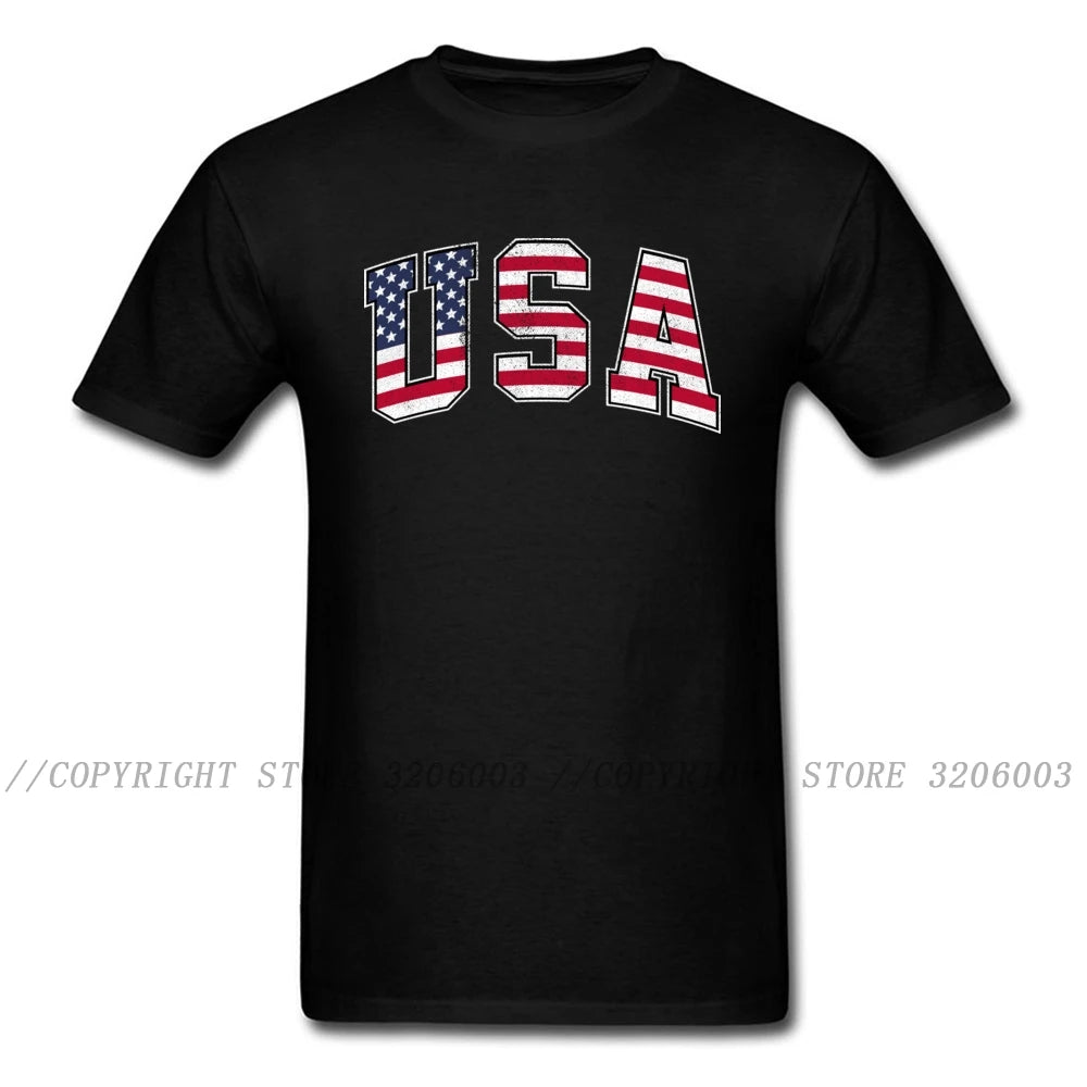 USA Vintage Flag T Shirt Men Tops Black Tee Shirts Mens Cotton Clothing Summer T-Shirt America Letter Tshirt Street Style